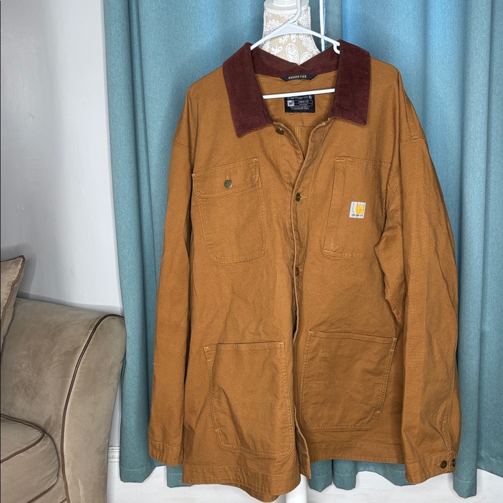 Carhartt Chore Duck Jacket Mens 3XL Brown Canvas Rugged Flex Loose Fit NWOT